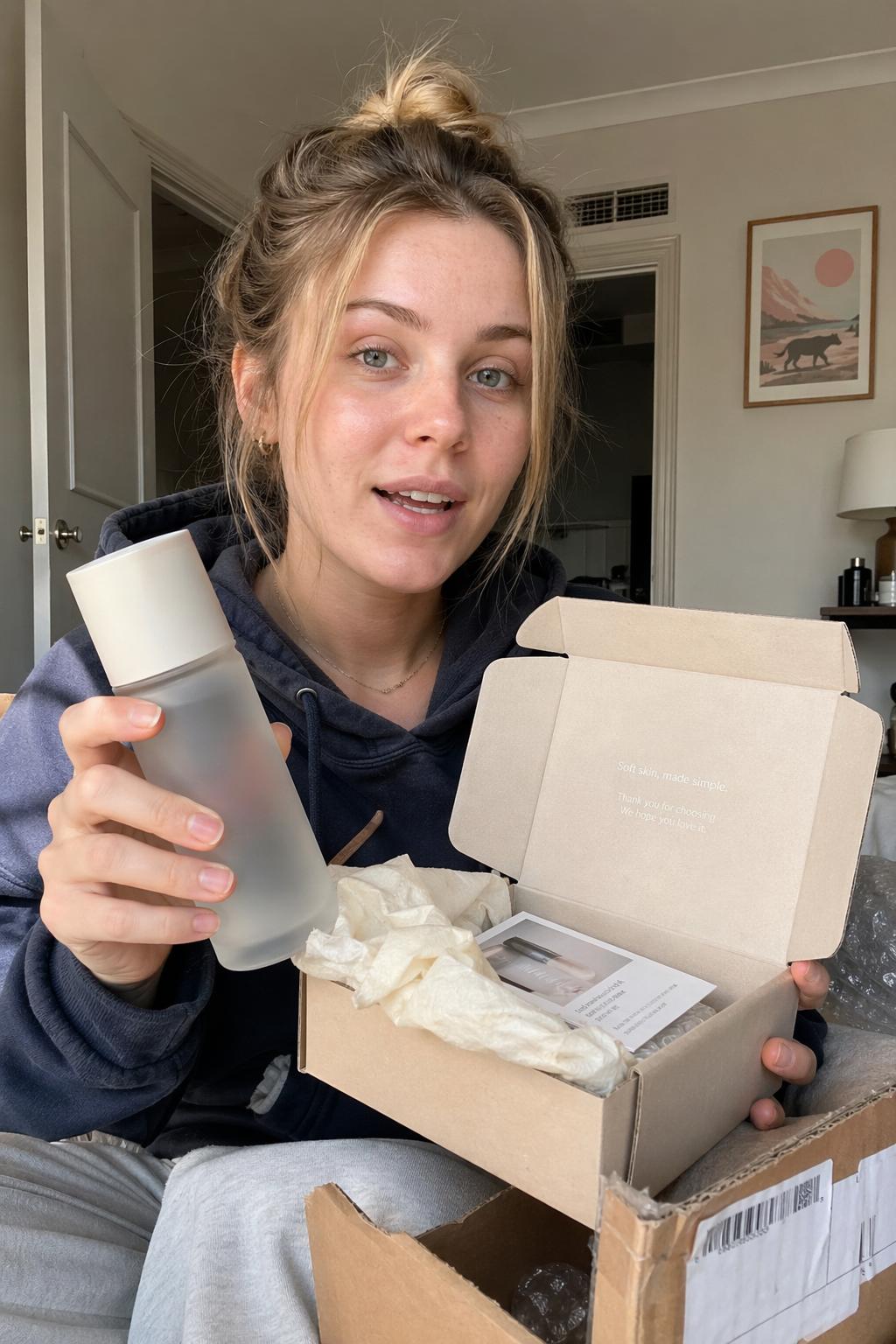 Unboxing-Review eines Creators für einen Ecommerce-Produktlaunch