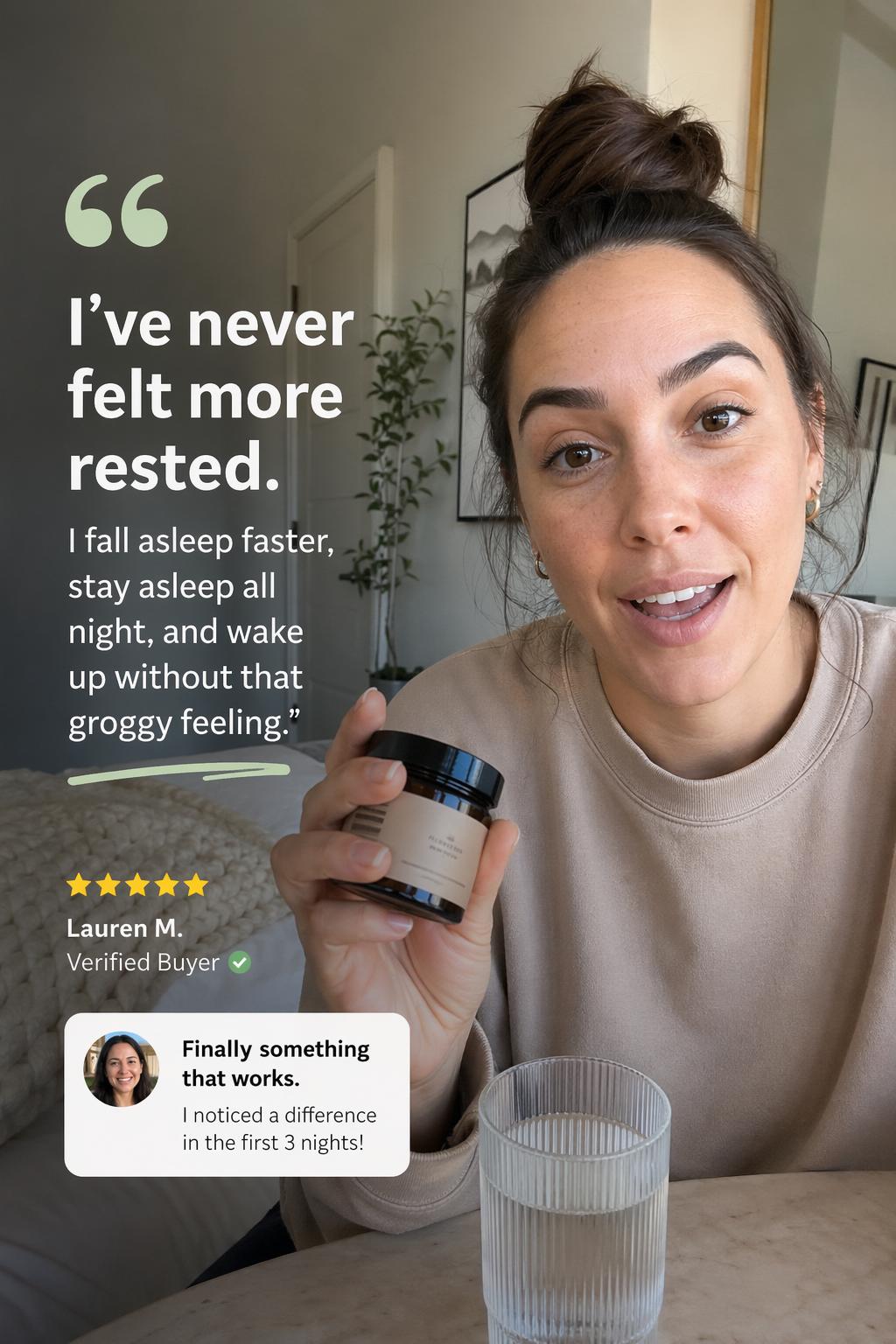 Reseña de creador con superposición de testimonio