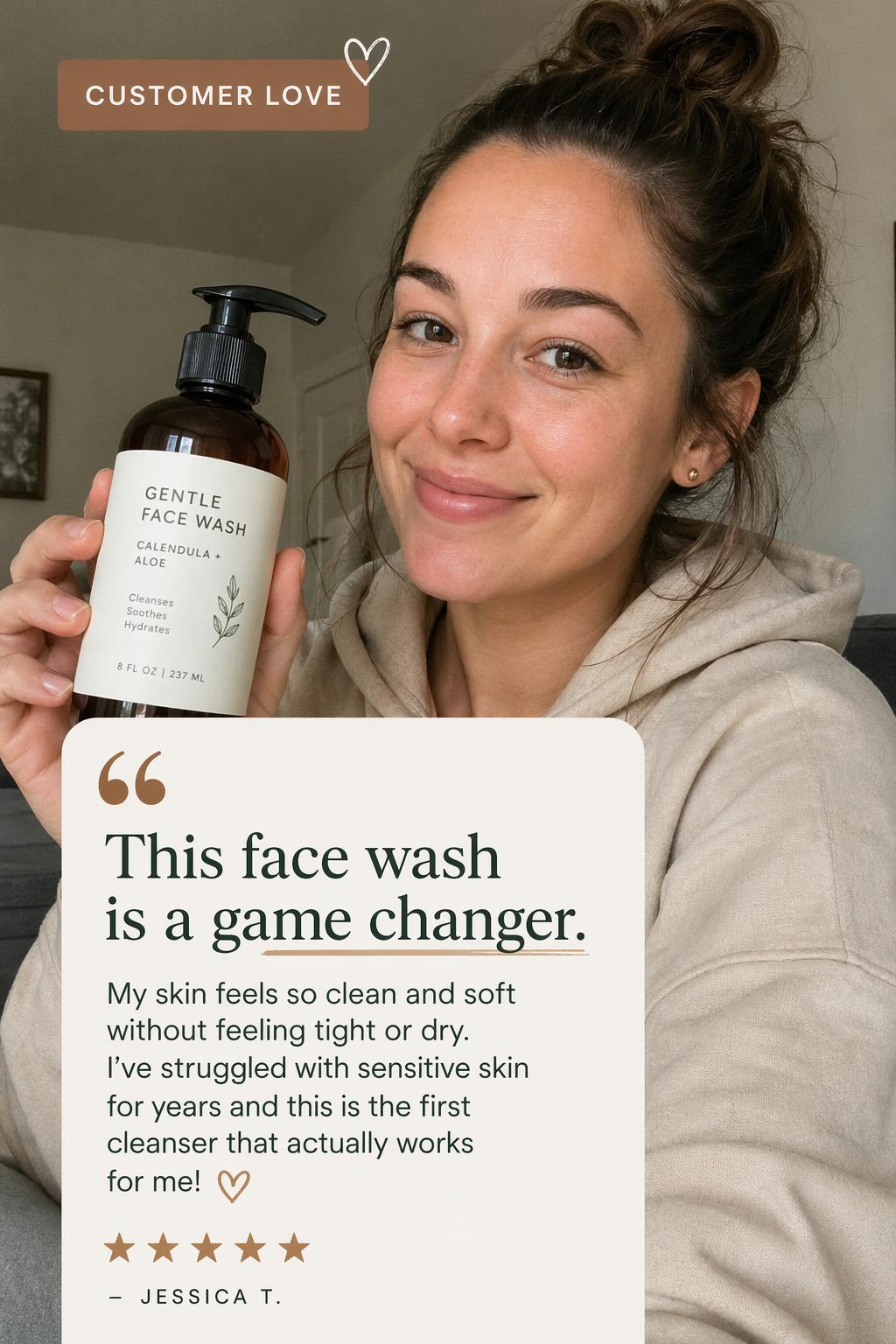 Review-Grafik mit echter Nutzerfoto-Aufnahme